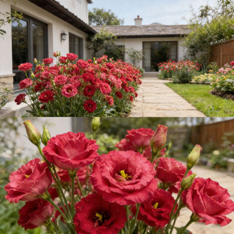 1000 Semi di Lisianthus Rosso – Eustoma Grandiflorum, Fiori Doppi Classici, Perfetto per Aiuole e Bouquet