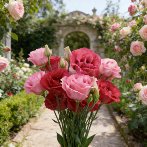 1000 Semi di Lisianthus Rosso Lucita – Eustoma a Fiori Doppi Intensi, Perfetto per Bouquet e Giardino