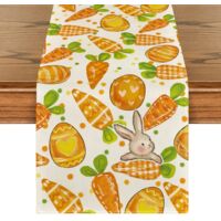 Ostern Tischläufer 183x33cm Hase und Eier Motiv Frühjahrsdeko Tischdeko für Haus Osternfeier B