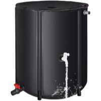Serbatoio pieghevole 50 L per acqua piovana, in PVC resistente, con rubinetto e filtro integrato, portatile e facile da trasportare, ideale per giardino, balcone o esterni, nero