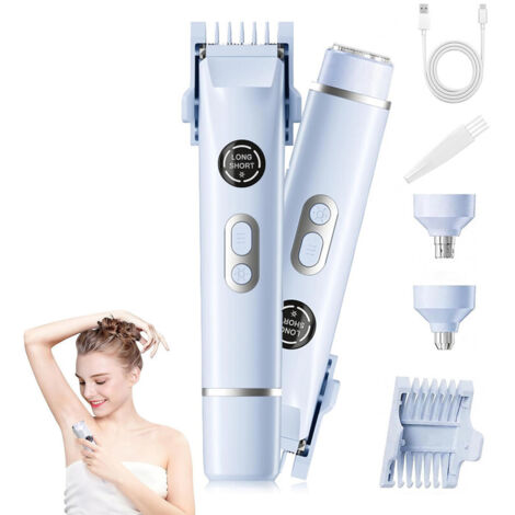 Tagliabikini Elettrico 4-in-1 per Donna – Rasoio Indolore con Doppia Testina, Tagliacorpo e Viso, Impermeabile IPX7, Utilizzo Umido e Asciutto (1/5)