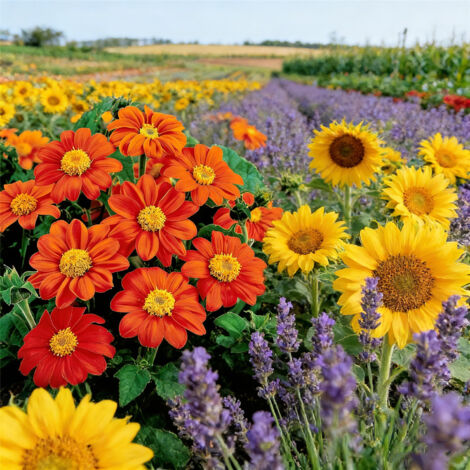 1600 Semillas de Flores – Girasol Mexicano + Girasol + Lavanda, Fácil de Sembrar, Plantas No-OGM para Jardín y Macetas (1/5)