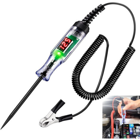 Comprobador de Circuitos para Automóvil 3–120 V CC – Luz de prueba LED digital con voltímetro, comprobador bidireccional de fusibles, cable espiral (1/5)