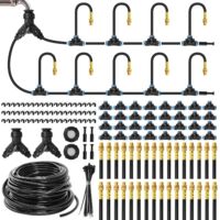Kit de Riego por Goteo 60 m (200 ft) – Sistema de riego automático con 32 boquillas de cobre ajustables, para jardín, plantas y huerto