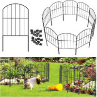 Valla de Jardín Antimascotas 33 × 61 cm – Paquete de 10 paneles de metal negro antioxidante, barrera de jardín sin excavar