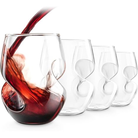 Set mit 4 Rotweingläsern – 473 ml, mundgeblasenes Glas