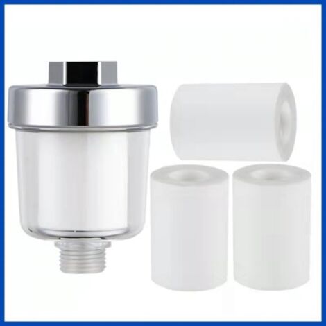 Duschwasserfilter, Duschfilter mit 3 austauschbaren Filterdosen