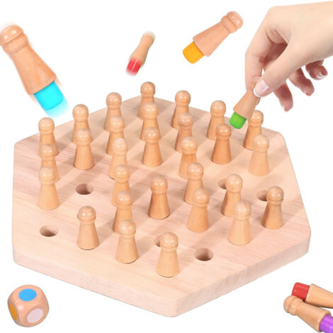 21 x 19 cm, Holz-Memory-Spielzeug, Schachspielzeug, Memory-Stöcke, Montesso