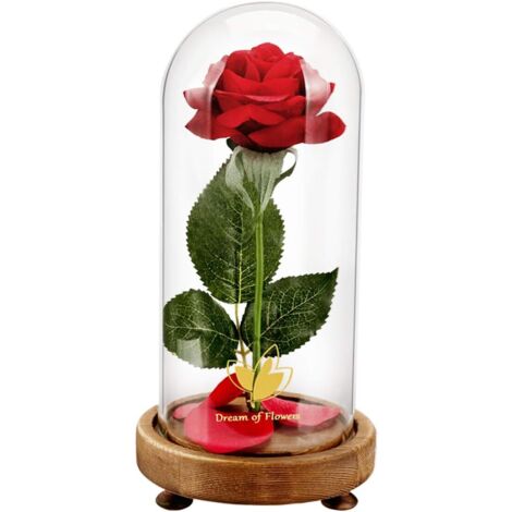 Künstliche ewige Rose aus Glas, Rose aus „Die Schöne und das Biest“, (1/5)