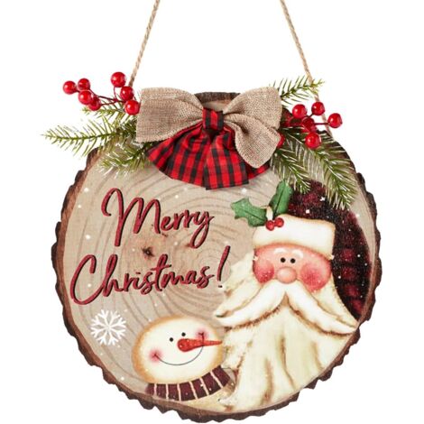 Frohe Weihnachten Weihnachtliches Willkommensschild für die Haustür, aus Holz. (1/5)