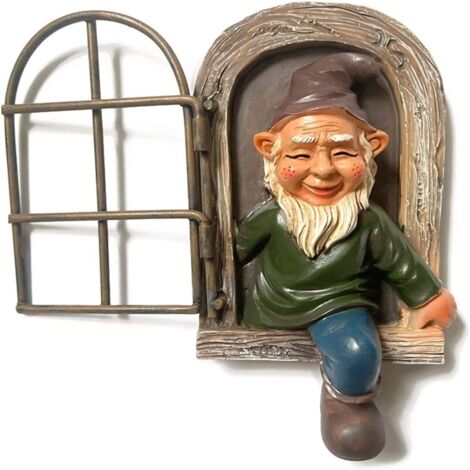 Elf Out the Door Tree Hugger, Garden Peeker Yard Art Resin Garden (1/5)