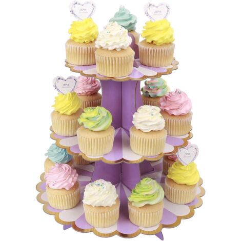 3-stöckiger Cupcake-Ständer aus Pappe für Babypartys und Kinder (1/5)