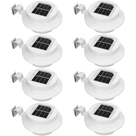 8er-Packung solarbetriebene weiße Dachrinnen-Wandleuchten, wasserdicht (1/5)