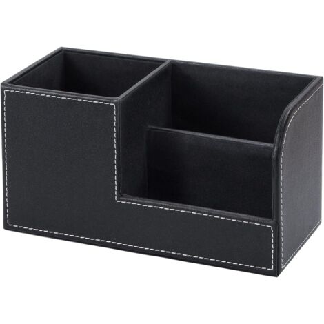 Multifunktionaler Schreibtisch-Organizer aus PU-Leder mit Stifthalter (1/5)