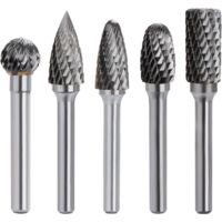 5-teiliges Set Wolframkarbid-Rotationsfräser, Doppelschnitt, 6 mm Schaft, 10 mm Kopf, Dreme