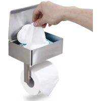 Silberner Toilettenpapierhalter mit Ablagen - Feuchttuchspender und