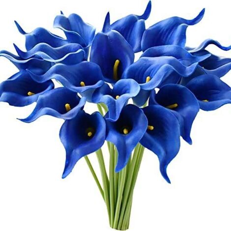 10 Tallos de Flores Artificiales de Cala, realistas para Ramos de Boda, decoración del hogar, plantas artificiales para interiores (jarrón no incluido) (1/5)