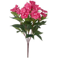 4 Flores artificiales artificiales de color rojo rosa, impatiens artificiales, adecuadas para plantas en macetas de interior y exterior, patios, jardines, cestas colgantes, decoración de porche