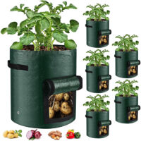Set de 5 Bolsas de Cultivo de PE con Tapa Abatible y Asas, Macetas Resistentes e Inoxidables, Ideales para Balcón y Terraza, 23x28 cm para Verduras, Frutas y Hierbas