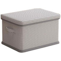 Caja de Almacenaje con Tapa, Organizador de Ropa para Armario, 45 x 35 x 25 cm, Bolsa Plegable para Ropa, Almacenamiento para Dormitorio, Armario y Estudio