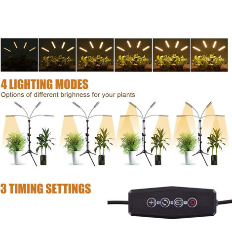 Standing Plant Grow Light with Adjustable Tripod, 12V Full Spectrum LED ...