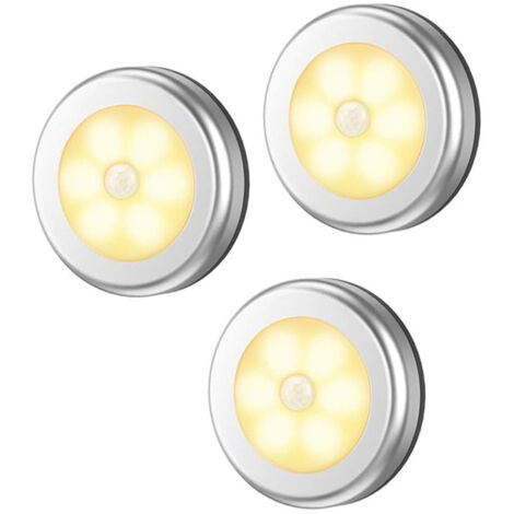 3 Pack Motion Sensor Lights, Wireless LED Night Lights with 1.5W Warm White, Battery Operated, Magnetic or Adhesive Mounting for Stairs, Under Cabinet & Closet (1/5)