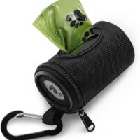 Dog Poop Bag Dispenser - Portable Poop Bag Holder - Waste Bag Dispenser with Carabiner - Trash Bag Pouch - Bags Not Included (Black)