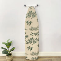 Printed ironing board cover, with drawstring closure and lining, designed to protect large ironing boards (Green pineapple)