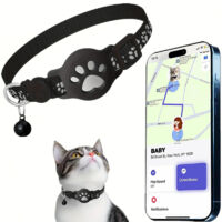 GPS collar for cats, real-time tracker with reflective collar and bell, waterproof pet tracker (iOS compatible only) – Black A