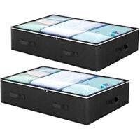2-Pack Under Bed Storage Bags with Zippers, Foldable Organizers for Blankets, Towels, Duvets, Sweaters and Bed Linens, Space Saving Containers