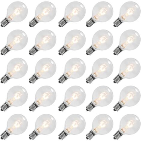 Pack de 25 Bombillas G40 220V 7W – Casquillo E12 – Luz Cálida para Guirnaldas de Interior y Exterior