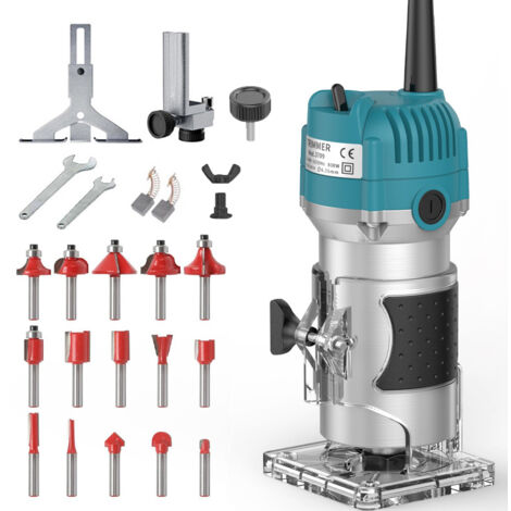 Fresadora eléctrica 800W para madera – Router profesional con 15 fresas, velocidad 30.000 rpm, base ajustable y guía de precisión (1/5)