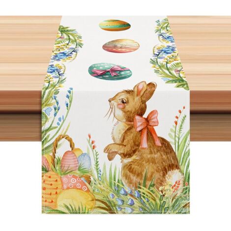 Camino de Mesa Pascua 33x183cm Motivo Huevos Decoración de Mesa Primavera Cocina Casa ZQ-342