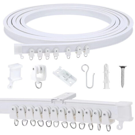 Binario flessibile curvo 3 m – PVC – Per camera da letto, balcone, bagno, divisori e soffitto (1/5)