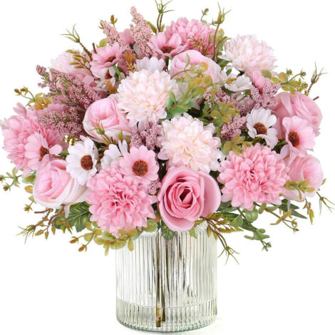 Set di fiori artificiali – Ortensie e rose realistiche per matrimoni, tavoli e decorazioni domestiche, Rosa