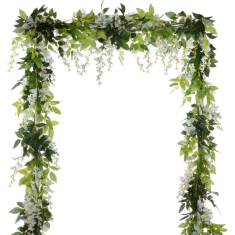 10 Corone di Glicine Artificiali, Decorazioni Sospese per Matrimonio e Giardino – Bianco (1/5)