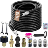 Tubo Sturatubi 30M 5800PSI per Idropulitrice, Kit Pulizia Fognature con Ugello Rotante e 4 Ugelli