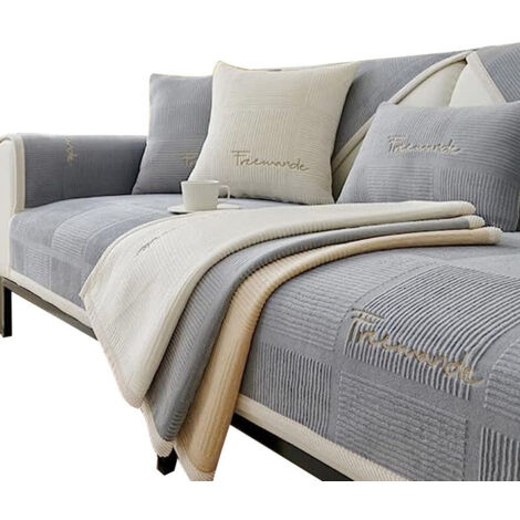 Copertura divano clic-clac unita con lacci, divano moderno a righe, design impermeabile, copertura antiscivolo, protezione durevole per mobili, adatta al soggiorno, 70×70, Grigio (1/5)