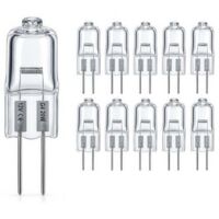 Set di 10 lampadine alogene G4 20W 12V – 300 Lumen – Dimmerabili – Temperatura colore 2800K – Durata fino a 3000 ore – Lampada a spillo – Capsula trasparente per illuminazione commerciale e domestica