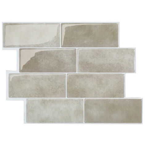 Set de 10 Paneles de Pared 3D Autoadhesivos 29,3×21,2 cm para Cocina, Protector Decorativo de Azulejos, Caqui