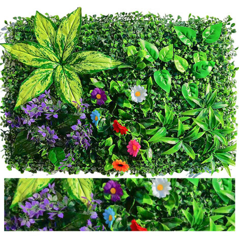 4 Paneles de Pared de Plantas Artificiales 40×60 cm – Modulares, Decoración Interior y Exterior para Casa, Tienda y Jardín