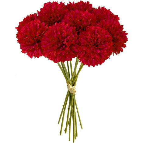 Juego de 12 flores decorativas artificiales – Ramilletes de Hortensias 28 cm, ideales para hogar, jardín y celebraciones, Rojo (1/5)