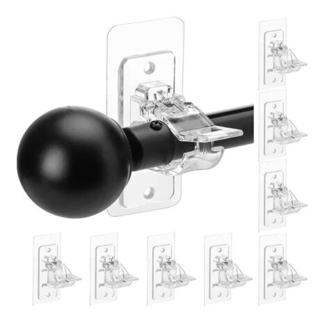 Set de 8 Soportes Adhesivos para Barras de Cortina sin Perforación – Montajes ajustables de PET sin clavos para baño y salón (1/5)
