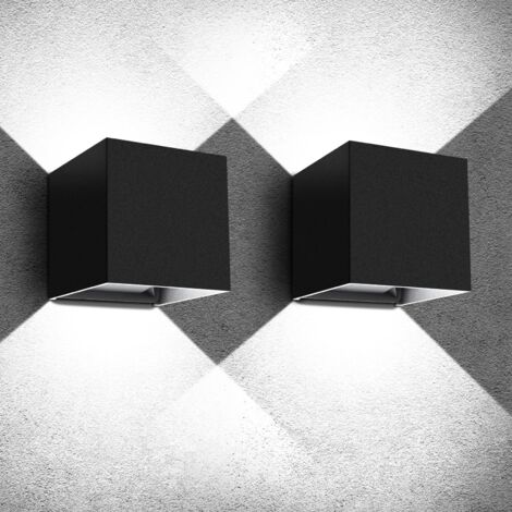 Paquete de 2 Apliques de Pared LED 12W – Iluminación arriba/abajo, IP65, luz blanca fría 6500K