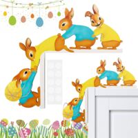 Decoración Primavera Pascua – Conejo de Madera para Puerta, Ventana o Refrigerador, Figura Doble Cara Izquierda