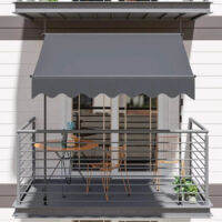 Toldo retráctil para balcón y Patio, abrazadera de protección solar para jardín con manivela manual sin perforación, UV50 + , 350x120 cm