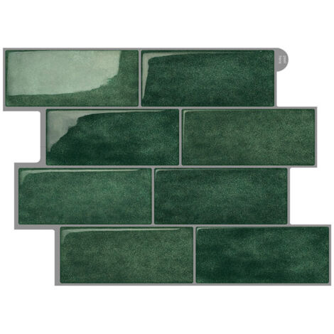 10 paneles murales 3D, anti-salpicaduras, decoración de cocina, verde oscuro, 29,36×21,3cm (1/5)