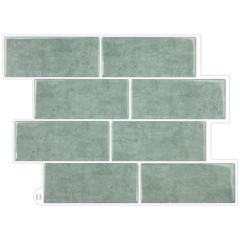 10 paneles murales 3D, anti-salpicaduras, decoración de cocina, verde claro, 29,36×21,3cm