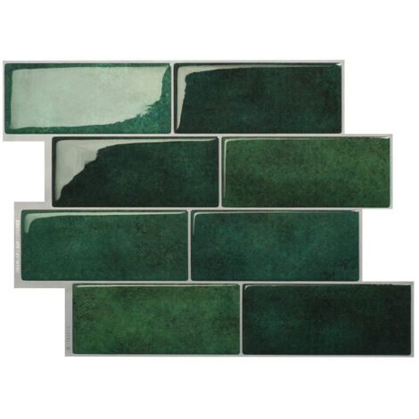 10 paneles murales 3D, anti-salpicaduras, decoración de cocina, verde oscuro, 29,36×21,3cm