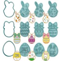 12 Cortadores de Pascua con Sello 3D – Cortadores para Galletas de Huevos de Pascua para Repostería, Decoración y Fiesta